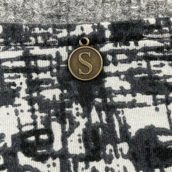 Soft Surroundings Shirt Women Large Black White Print Faux Wrap Side Ruch V-Neck - Picture 11 of 11